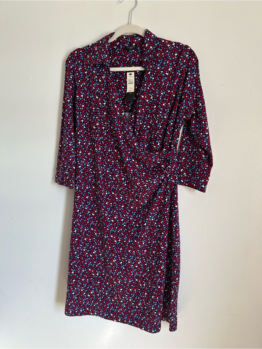 Talbots Burgundy Floral Wrap-Style Midi Dress
